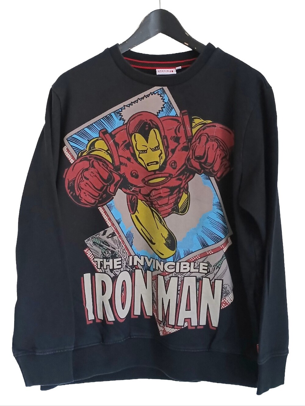 Vintage Marvel The Invincible Iron Man Graphic Crewneck Sweatshirt Black L